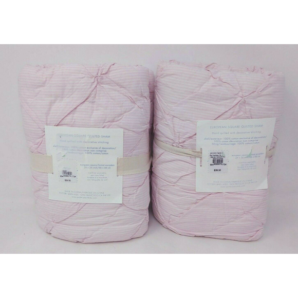 Pottery Barn Kids Brigette Ruffle Quilted Shams Pair‎ 2 European Square 26" NEW - Picture 8 of 12